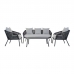 Pohovka a stôl DKD Home Decor MB-179039 Sivá Záhrada Polyester Lano Aluminium (151,5 x 72 x 70 cm) (4 pcs)