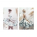 Maalaus DKD Home Decor 60 x 2,5 x 90 cm Balettitanssija Romanttinen (2 osaa)