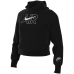 Sweatshirt med hætte til piger AIR FT CROP HOODIE Nike DM8372 010 Sort