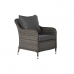 Garden sofa DKD Home Decor Crystal Grey Polyester synthetic rattan Steel Dark brown (175 x 73 x 81 cm)