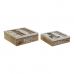 Set ukrasnih kutija DKD Home Decor 8424001775835 Metal Drvo Smeđa Bijela 24 x 24 x 7,5 cm Drvo MDF (2 kom.)