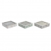 Teebox DKD Home Decor 24,5 x 24,5 x 6 cm Kristall Beige Metall Terrakotta Weiß grün Hellbraun 3 Stücke Holz MDF