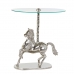 Kisasztal DKD Home Decor Átlátszó Alumínium Kristály Ezüst színű Ló (54 x 39 x 57 cm)