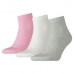 Sports Socks Puma Quarter Plain Grey Pink White (3 pcs)
