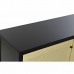 Sideboard DKD Home Decor Black Fir Natural Rattan (120 x 38 x 76 cm)