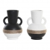 Vase DKD Home Decor 16,5 x 16,5 x 24 cm Céramique Noir Marron Corde Blanc (2 Unités)
