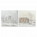 Maleri DKD Home Decor Læret 100 x 3,8 x 100 cm Treer Cottage (2 enheter)