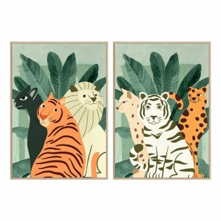 Painting DKD Home Decor 83 x 4,5 x 123 cm Tropical animals (2