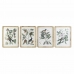 Tavla DKD Home Decor 50 x 2,5 x 65 cm Shabby Chic Botaniska växter (4 Delar)