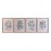 Maleri DKD Home Decor Gran Krystal 50 x 65 x 2 cm 50 x 2 x 65 cm Botaniske planter (4 Dele)