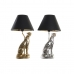 Tischlampe DKD Home Decor Silberfarben Schwarz Gold 26 x 26 x 46 cm Harz 220 V 50 W (2 Stück)