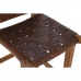 Sittpall DKD Home Decor Teak Brun Läder (41 x 53 x 90 cm)