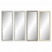 Wall mirror DKD Home Decor 36 x 2 x 95,5 cm Crystal Natural Grey Brown White polystyrene Tropical Leaf of a plant (4 Pieces)