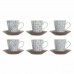 Piece Coffee Cup Set DKD Home Decor Blue Brown Rubber wood White Stoneware 150 ml