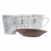 Набор из кофейных чашек DKD Home Decor Синий Коричневый древесина каучукового дерева Белый Керамика 150 ml