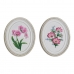 Koristehahmo DKD Home Decor Valkoinen Pinkki Gėlės 17 x 2,5 x 21,6 cm (2 osaa)