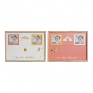 Quadro Portafoto con Mollette DKD Home Decor Legno MDF Per bambini  Arcobaleno 42 x 2 x 32 cm (2 Unità)