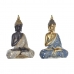 Statua Decorativa DKD Home Decor 24 x 12 x 34 cm Azzurro Dorato Marrone Buddha Orientale (2 Unità)