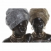 Statua Decorativa DKD Home Decor 24 x 18 x 36 cm Argentato Dorato Coloniale Africana (2 Unità)