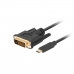 USB C to DVI-DCable Lanberg CA-CMDV-10CU-0030-BK 3 m Black