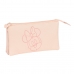 Tredobbelt bæretaske Minnie Mouse Baby Pink (22 x 12 x 3 cm)
