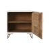 Nattduksbord DKD Home Decor Vit Svart Gyllene Metall Mangoträ 50 x 40 x 50 cm