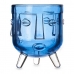 Kaarshouder Gezicht Kristal Blauw 7,8 x 8,8 x 7,8 cm