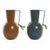 Vase DKD Home Decor 14.5 x 13 x 24 cm Metal Orange Green Mustard (2 Units)