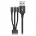 Kabelis USB į mikro USB, USB-C ir Lightning Goms Juoda 1, 2 m