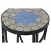Set mit 3 Tischen DKD Home Decor Blau aus Keramik Schwarz schmiedeeisern 30 x 30 x 69 cm (3 Stücke)