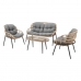 Набор стол и 3 кресла DKD Home Decor Серый Металл Стеклянный синтетический ротанг 130 x 76 x 83 cm