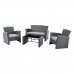 Tisch mit 3 Sesseln DKD Home Decor Grau 124 x 72 x 75 cm 121 x 63 x 73 cm Synthetischer Rattan
