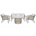 Tisch mit 3 Sesseln DKD Home Decor Weiß 137 x 73,5 x 66,5 cm Synthetischer Rattan Stahl