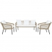 Asztal szett 3 fotellel DKD Home Decor Fehér 137 x 73,5 x 66,5 cm szintetikus rattan Acél