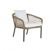 Bord med 3 lænestole DKD Home Decor Hvid 137 x 73,5 x 66,5 cm syntetisk spanskrør Stål