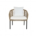 Bord med 3 lænestole DKD Home Decor Hvid 137 x 73,5 x 66,5 cm syntetisk spanskrør Stål
