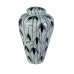 Potiche DKD Home Decor Porcelaine Noir Blanc Oriental Feuille d'une plante (23 x 23 x 33 cm)
