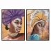 Canvas DKD Home Decor 60 x 3,5 x 80 cm Colonial African Woman (2 Units)