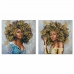 Maalaus DKD Home Decor Siirtomaatyylinen Afrikkalainen nainen 80 x 3 x 80 cm (2 osaa)