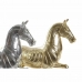 Figura Decorativa DKD Home Decor 34 x 9,5 x 33,5 cm Caballo Plateado Dorado (2 Unidades)