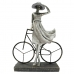 Dekoratív Figura DKD Home Decor Hölgy Ezüst színű Kerékpár Fém Gyanta (27,5 x 9,5 x 34,5 cm)