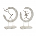Decorative Figure DKD Home Decor 32,5 x 10 x 47 cm Silver White Ballet Dancer Modern Stripped (2 Units)