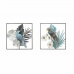 Decoração de Parede DKD Home Decor 50 x 7,6 x 50 cm Preto Cinzento Azul Papagaio Tropical (2 Unidades)