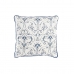 Cushion DKD Home Decor Blue White Squared Flowers Neoclassical 45 x 10 x 45 cm