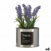 Decoratieve plant Plastic Lavendel Blik Zilverkleurig Paars Metaal Groen 10 x 18 x 10 cm (6 Stuks)