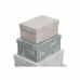Jeu de Caisses de Rangement Empilables DKD Home Decor Beige Marron Vert Carton (43,5 x 33,5 x 15,5 cm)