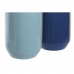 Vaso DKD Home Decor 12,5 x 12,5 x 25 cm Bianco Blu cielo Blu Marino Gres (2 Unità)