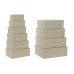 Σετ Κουτιών Αποθήκευσης με Δυνατότητα Τοποθέτησης σε Στοίβα DKD Home Decor Λευκό Τετράγωνο Χαρτόνι Μουστάρδα (43,5 x 33,5 x 15,5