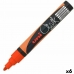 Vloeibare krijtstiften Uni-Ball PWE-5M Fluor Oranje (6 Stuks)