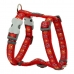 Dog Harness Red Dingo Style Red Animal footprint 30-48 cm